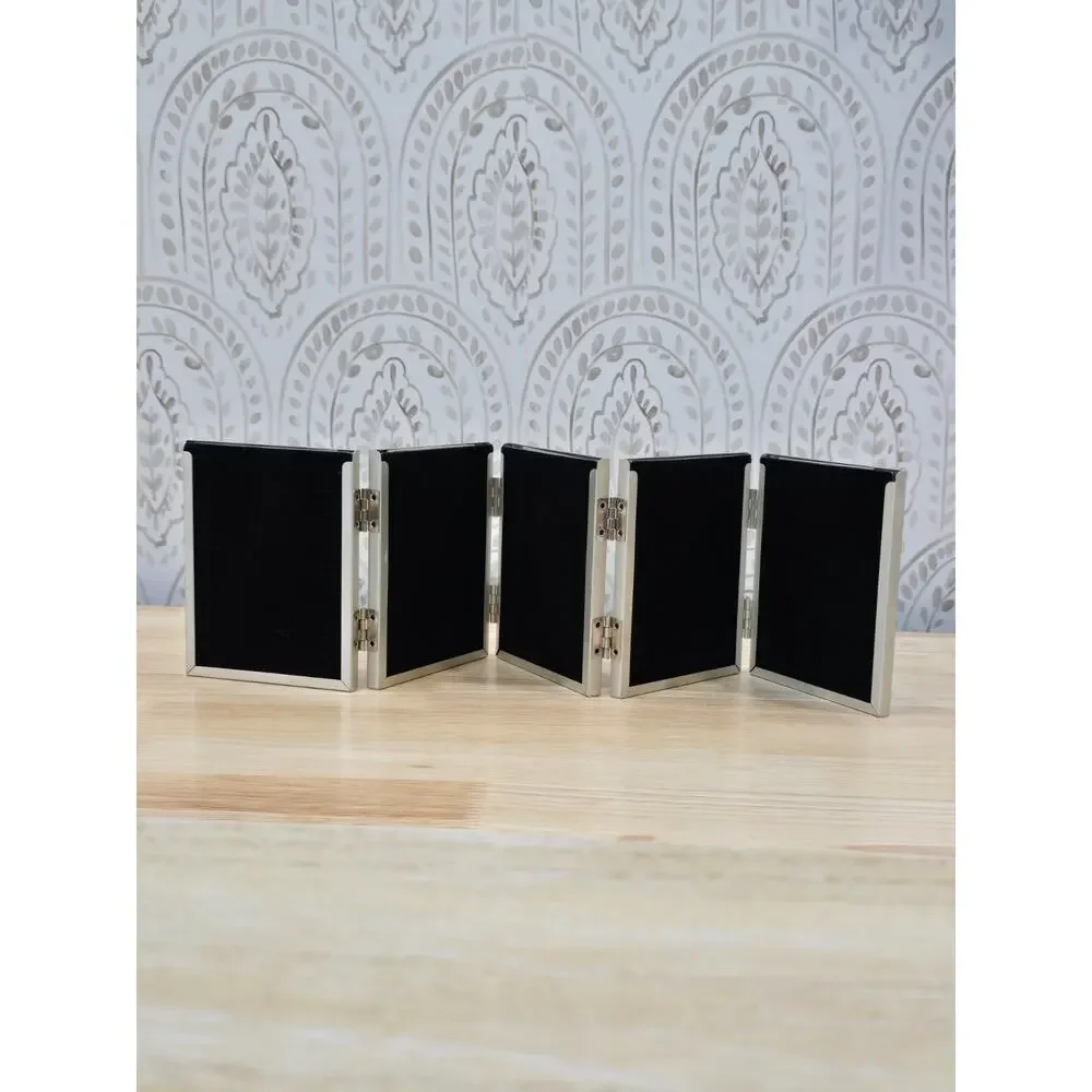 Brushed Silver 5 Wallet Photo Accordion Picture Frame 2.5x3.5 Folding Collage